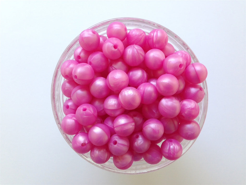 12mm Metallic Pink Silicone Beads