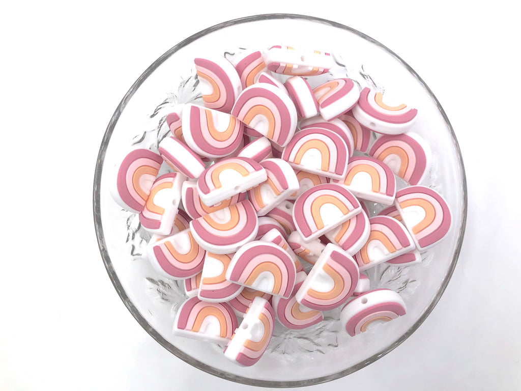 New Style!  Rainbow Silicone Beads--Shades of Pink and Peach