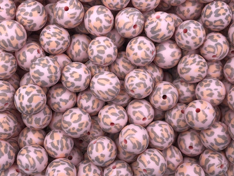 Pink Leopard Silicone Beads-15mm