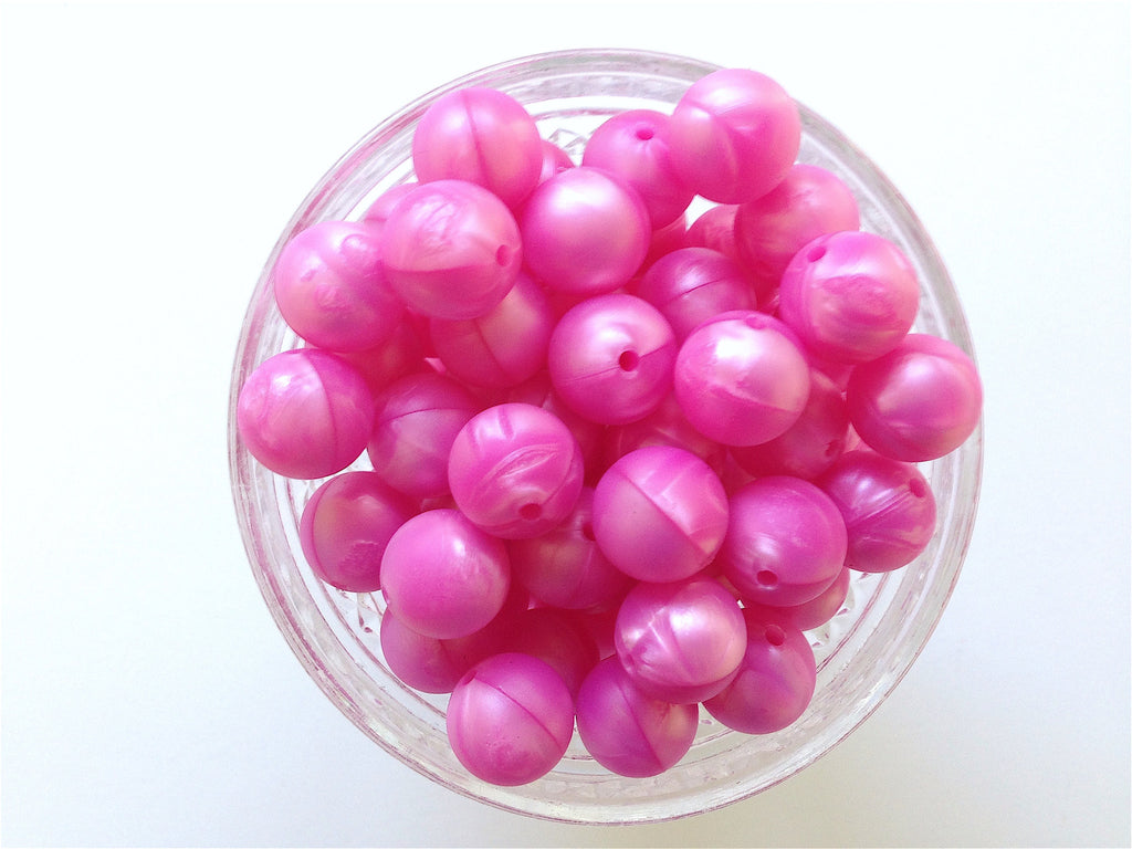 15mm Metallic Pink Silicone Beads