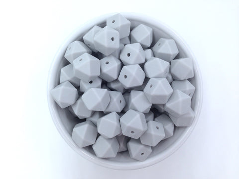 14mm Glacier Gray Mini Hexagon Silicone Beads