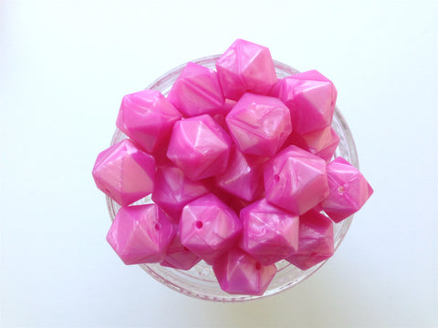 Metallic Pink Hexagon Silicone Beads