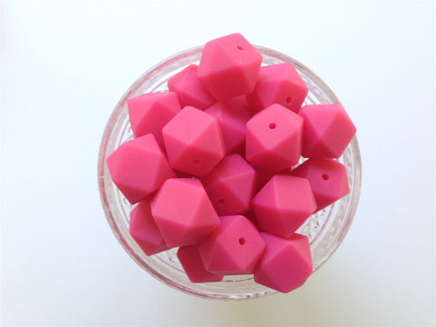 Light Hot Pink Hexagon Silicone Beads