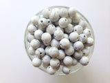 12mm White Marble Silicone Beads