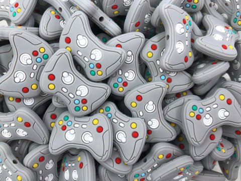 Game Controller Silicone Focal Beads--Gray