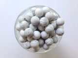 15mm White Marble Silicone Beads