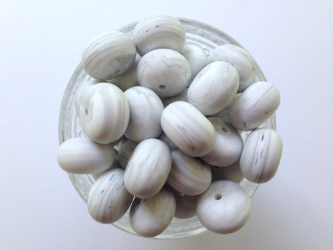 20mm White Marble Abacus Silicone Beads