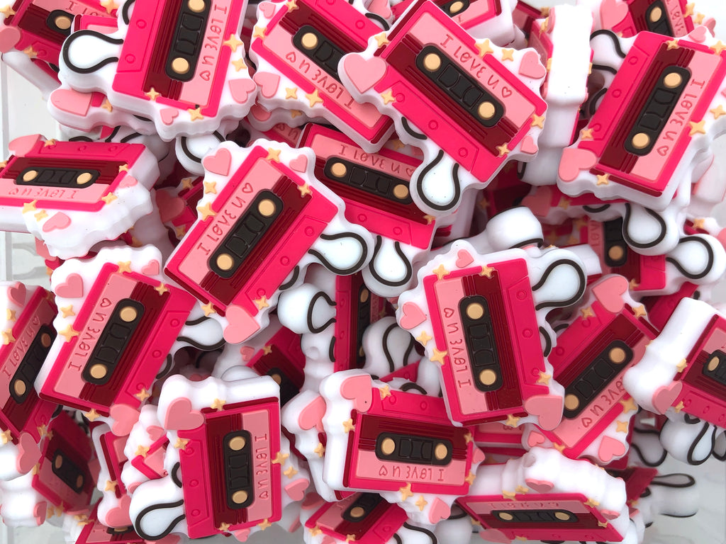 Valentine's Cassette Tape Music Silicone Focal Beads