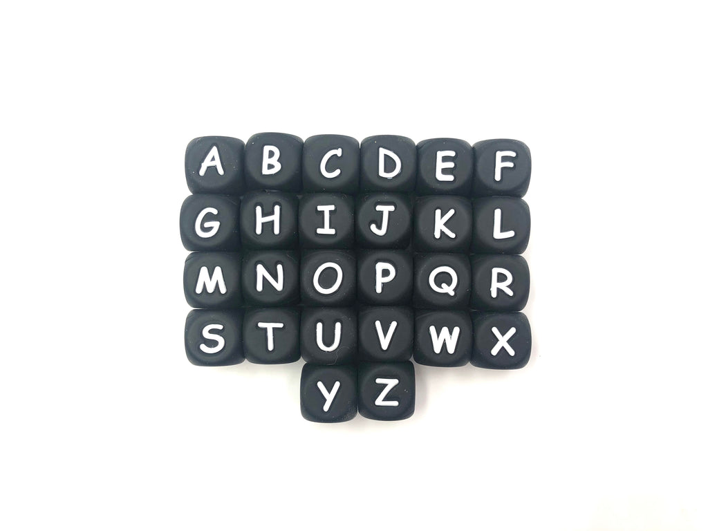 Black Alphabet Letter Beads – USA Silicone Bead Supply Princess Bead Supply