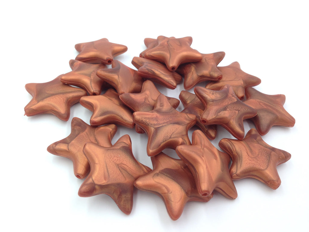 Metallic Copper Star Silicone Beads