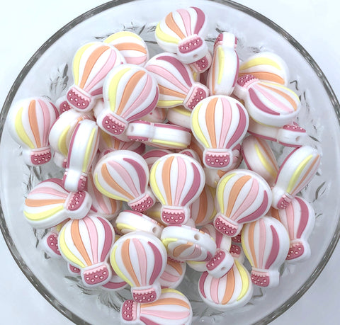 Hot Air Balloon Silicone Beads--Shades of Pink, Yellow and Peach