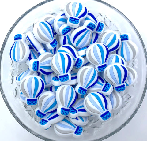 Hot Air Balloon Silicone Beads--Shades of Blue & Gray