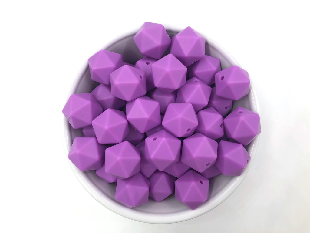 17mm Lavender Purple ICOSAHEDRON Silicone Beads