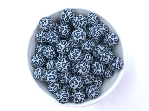 Gray Leopard Silicone Beads--15mm