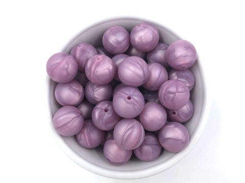 19mm Metallic Lilac Purple Silicone Beads