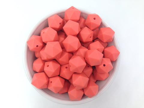 14mm Coral Mini Icosahedron Silicone Beads