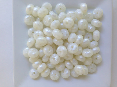 Metallic White Mini Abacus Silicone Beads