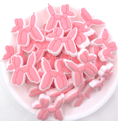 Balloon Dog Silicone Focal Beads--Light Pink
