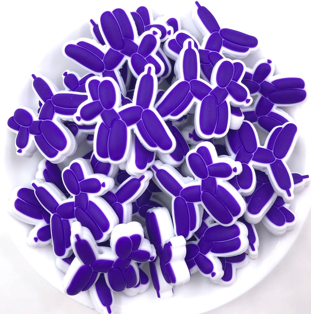 Balloon Dog Silicone Focal Beads--Purple