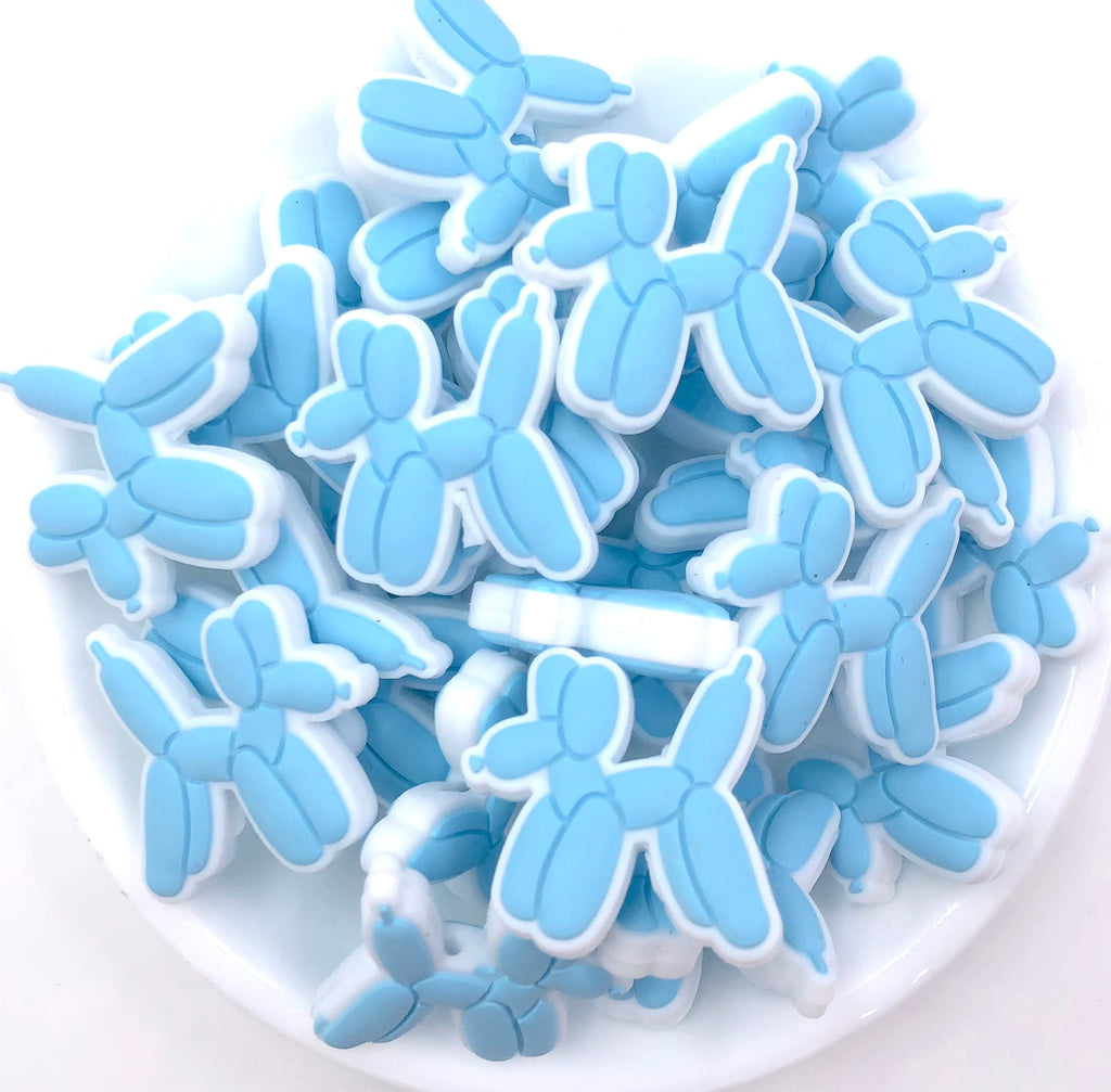 Balloon Dog Silicone Focal Beads--Blue