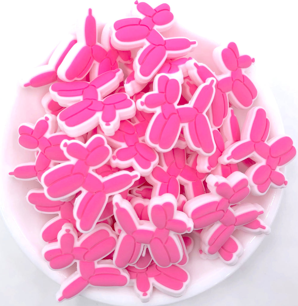 Balloon Dog Silicone Focal Beads--Dark Pink