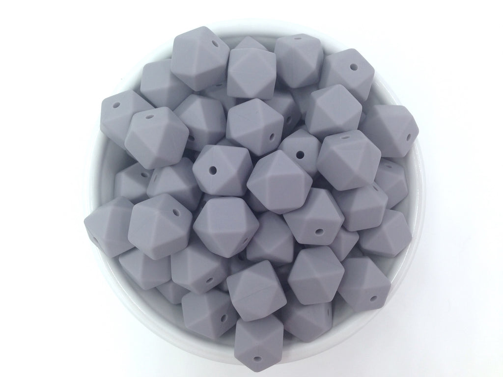 14mm Lavender Gray Mini Hexagon Silicone Beads