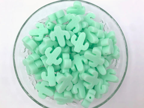 Mint Cactus Silicone Beads