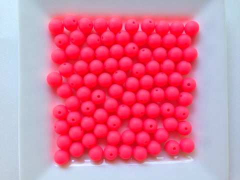 9mm Shocking Pink Silicone Beads