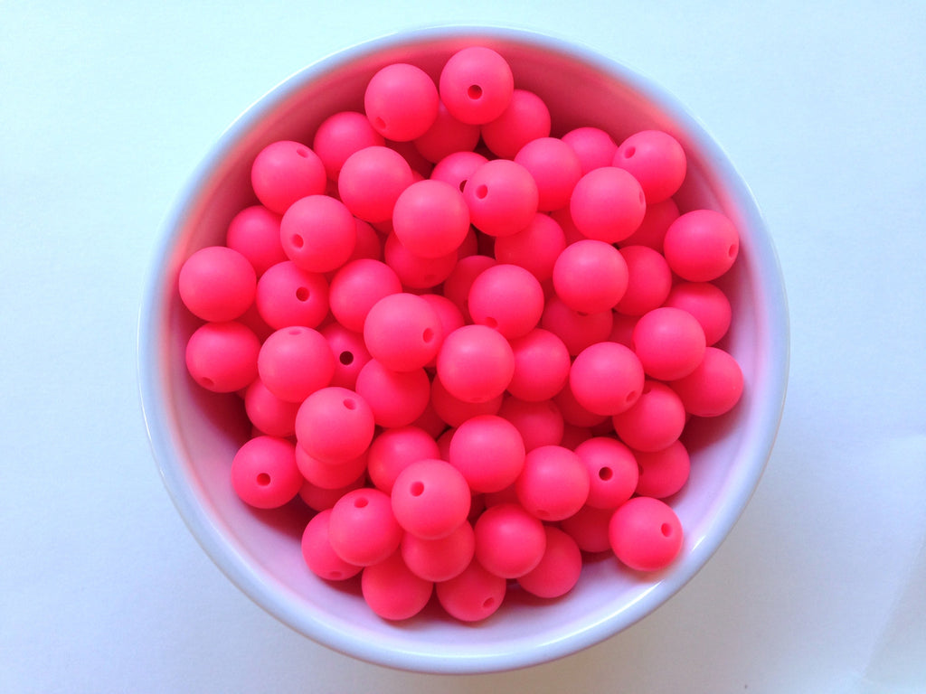12mm Shocking Pink Silicone Beads