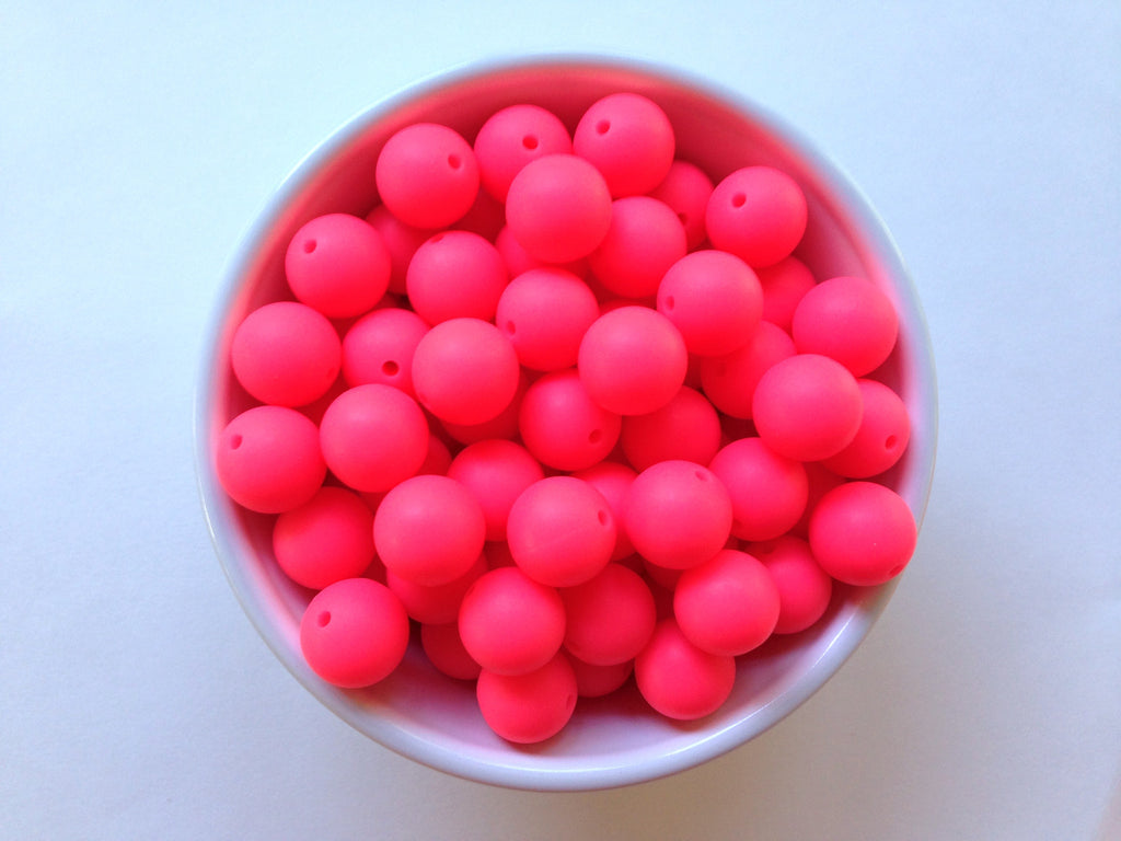 15mm Shocking Pink Silicone Beads