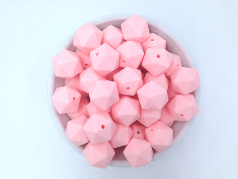 17mm Pink Quartz ICOSAHEDRON Silicone Beads