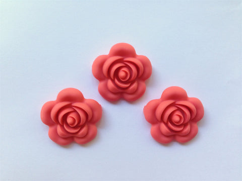40mm Coral Silicone Flower Bead