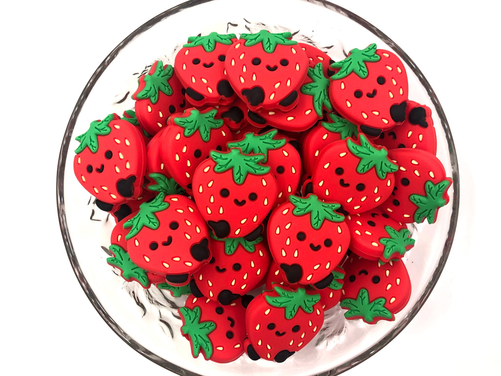 New! Red Strawberry Silicone Beads