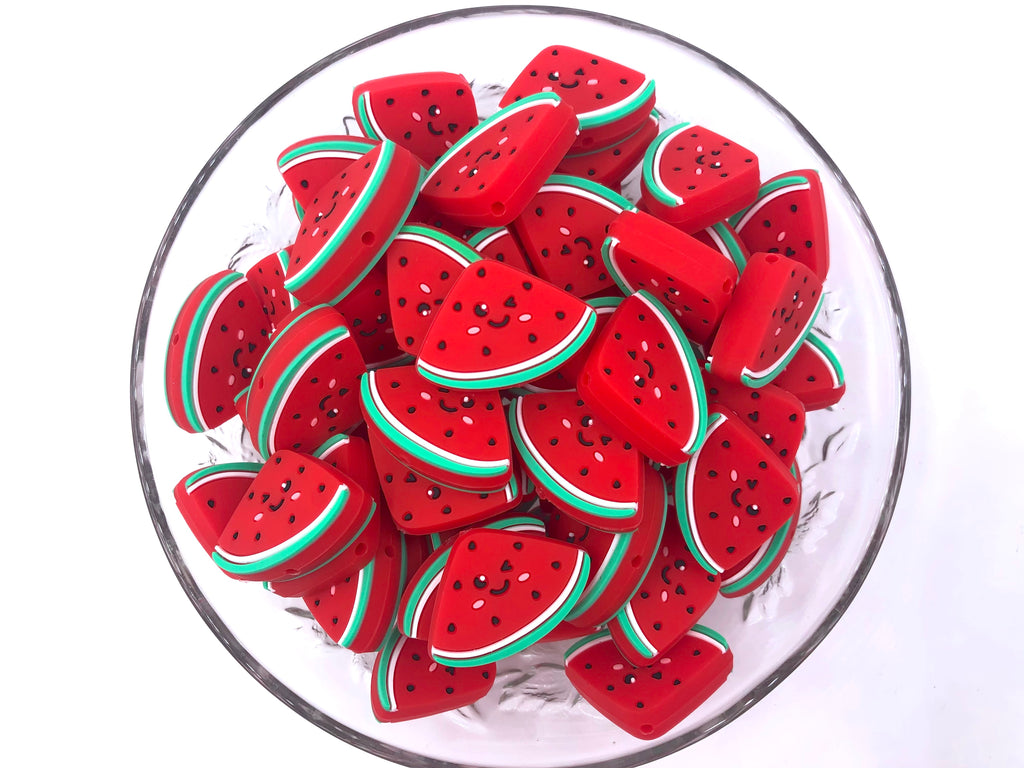 New! Red Watermelon Slice Silicone Beads