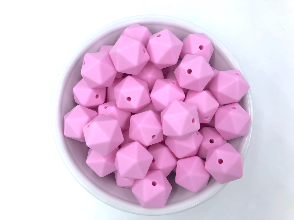 17mm Light Pink ICOSAHEDRON Silicone Beads