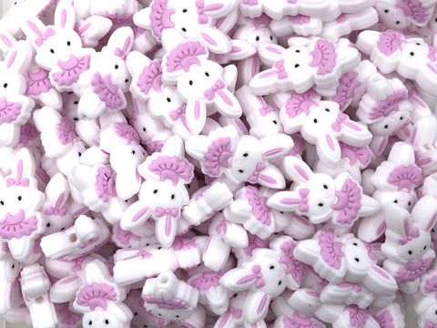 Ballerina Bunny Silicone Beads--Purple