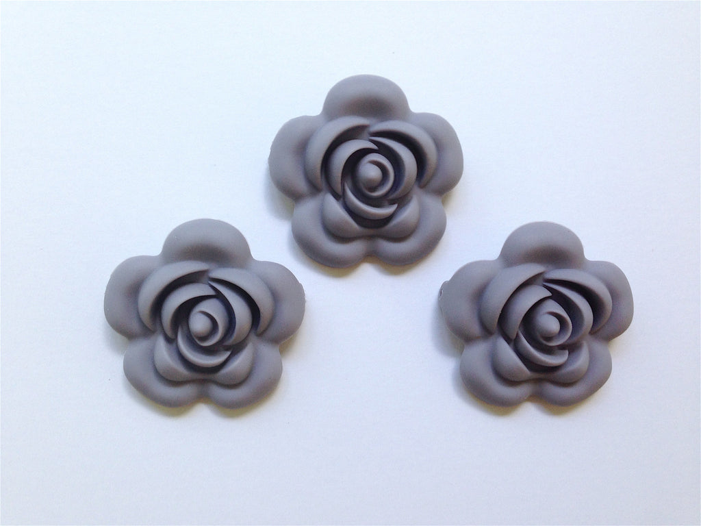 40mm Lavender Gray Silicone Flower Bead