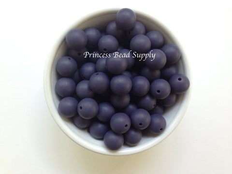 15mm Midnight Purple Silicone Beads