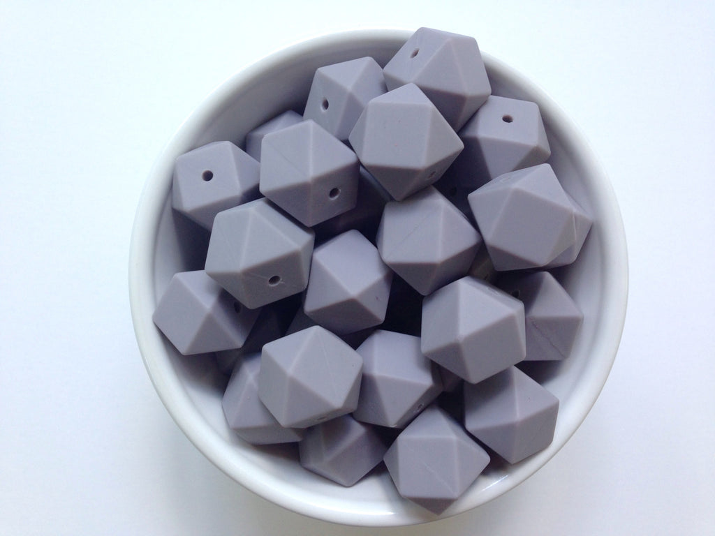 Lavender Gray Hexagon Silicone Beads