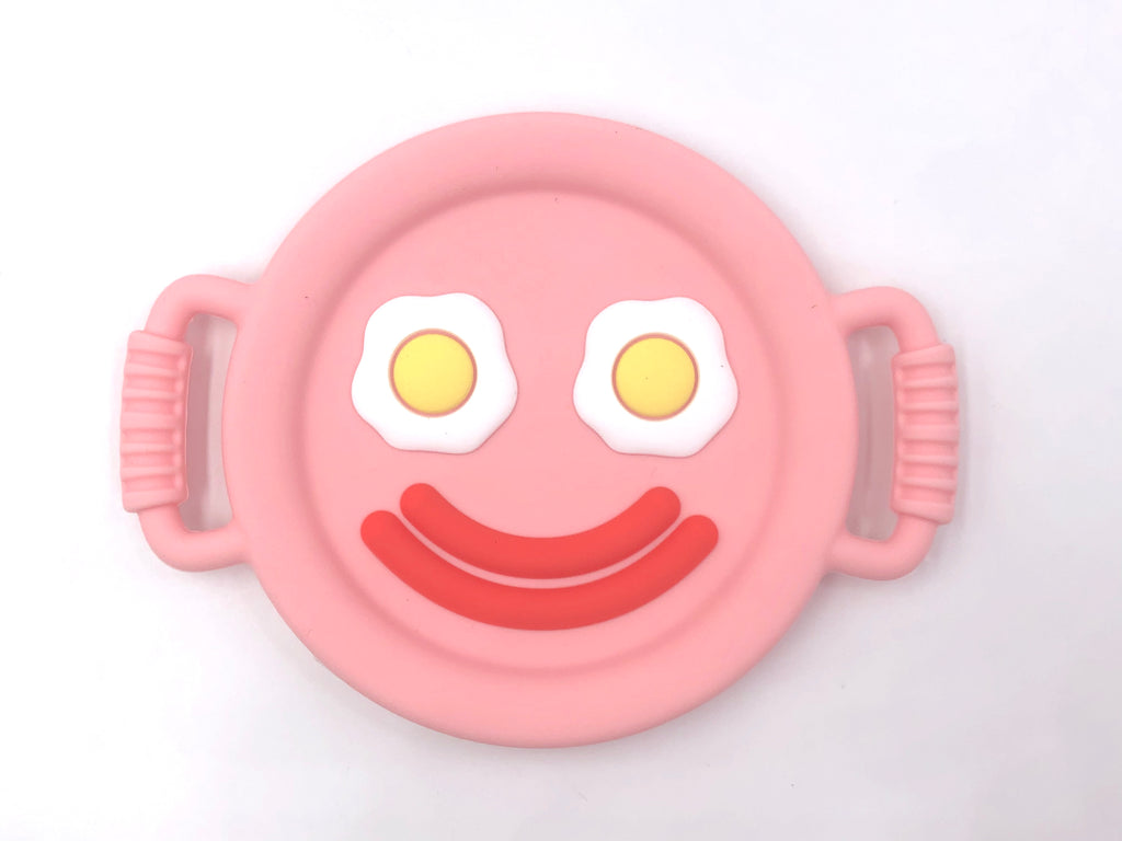 Pink Eggs and Bacon Frying Pan Silicone Teether