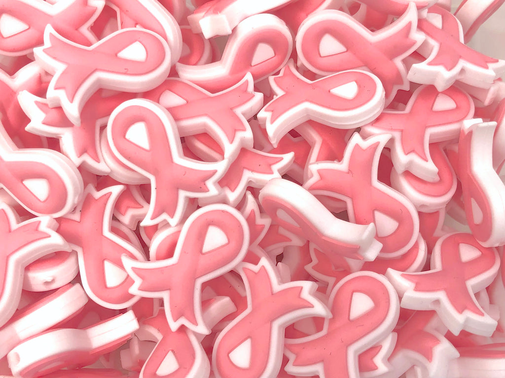 Light Pink Ribbon Silicone Beads--Breast Cancer Awareness