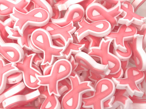 Light Pink Ribbon Silicone Beads--Breast Cancer Awareness