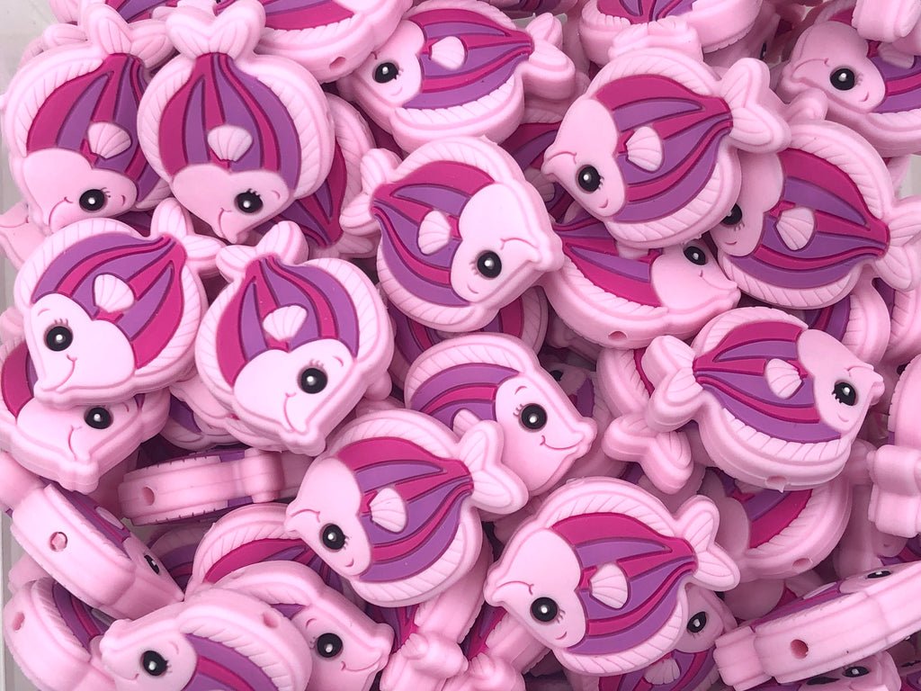 Pink Fish Silicone Beads