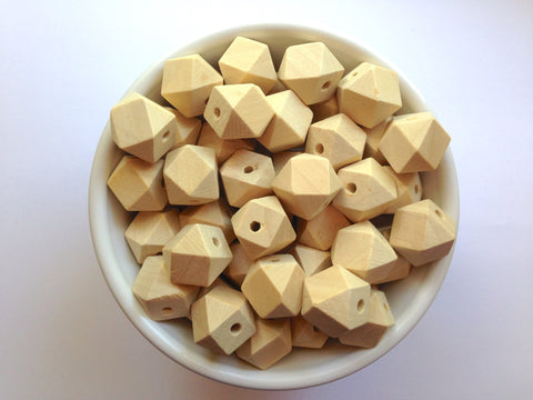 16mm Natural Wood Hexagon Beads