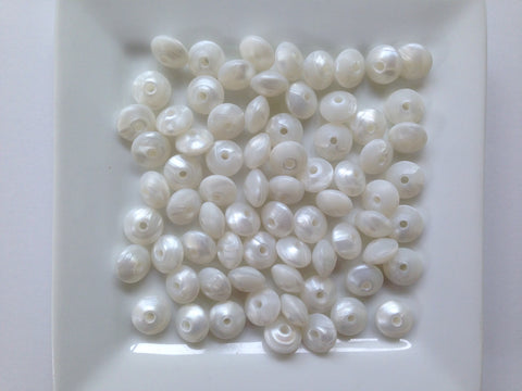 White Metallic Saucer Silicone Beads