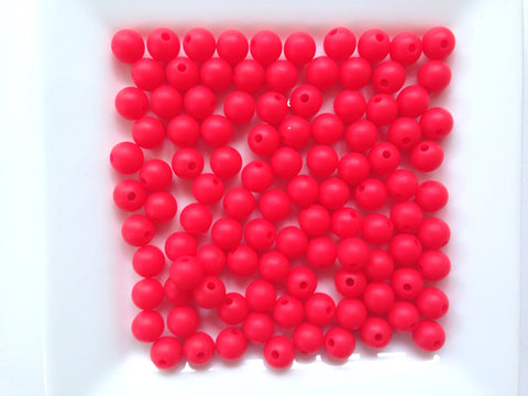 9mm Strawberry Red Silicone Beads