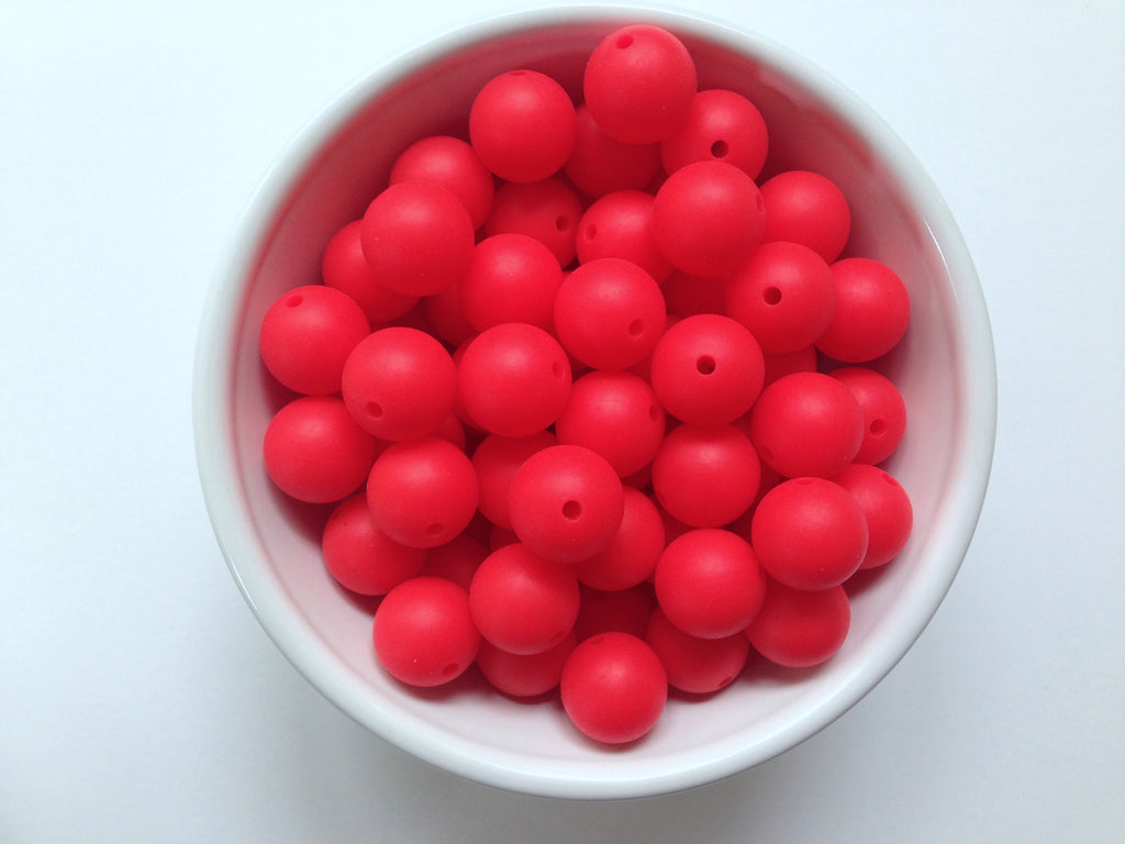 15mm Strawberry Red Silicone Beads