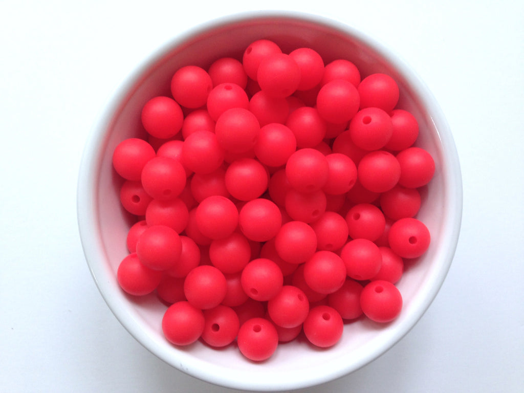 12mm Strawberry Red Silicone Beads