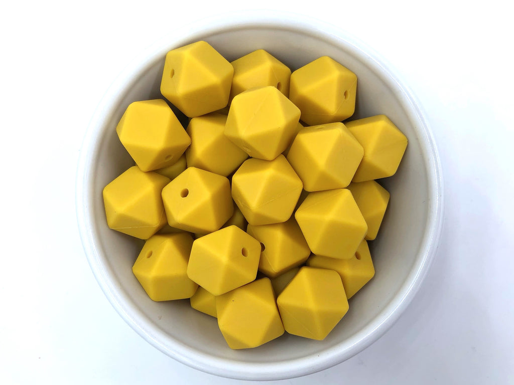 Sunflower Yellow Hexagon Silicone Beads