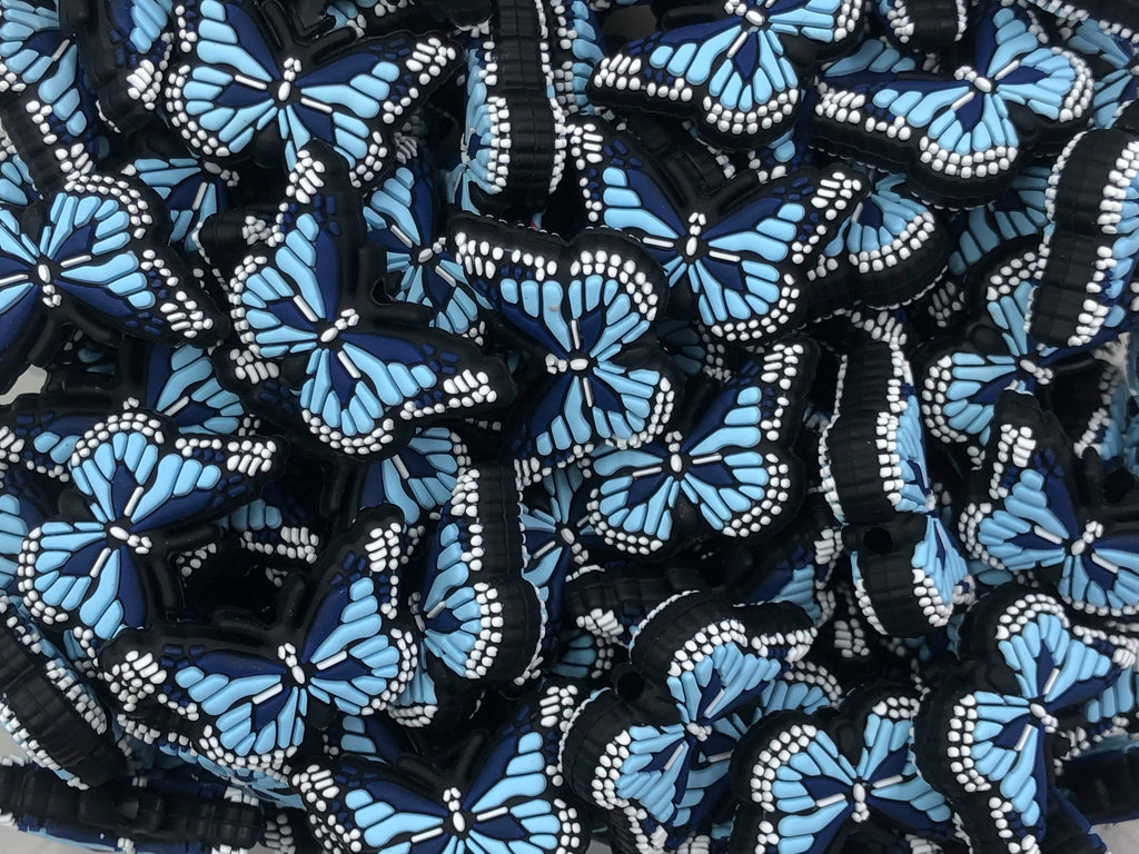 Butterfly Silicone Beads--Blue